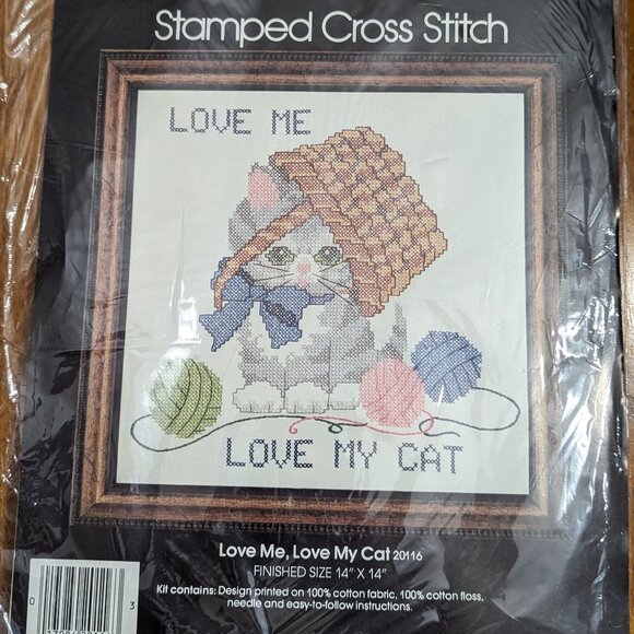 Crewel Needlepoint Vintage Golden Bee Cat Scene Embroidery Kit 1973 - Picture 1 of 3